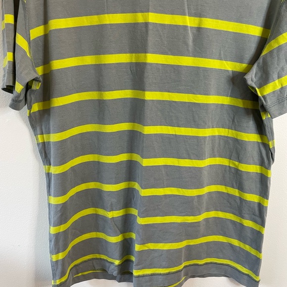 Lululemon Mens 5 Year Basic Short Sleeve Medium Core Grey Split Pea Green Stripe - Picture 3 of 10
